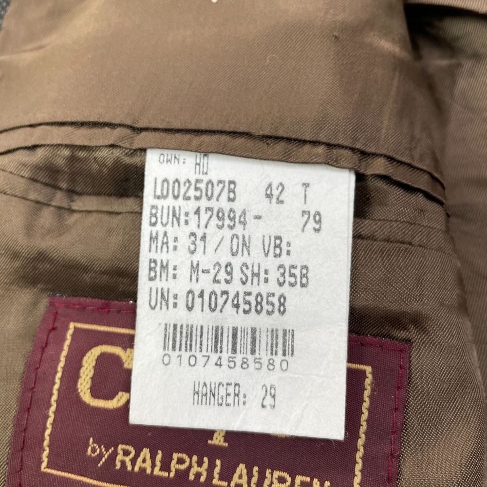 VTG Chaps Ralph Lauren Jacket Mens 42 Tall Brown Houndstooth Wool 3 Button‎ Coat - Picture 8 of 16